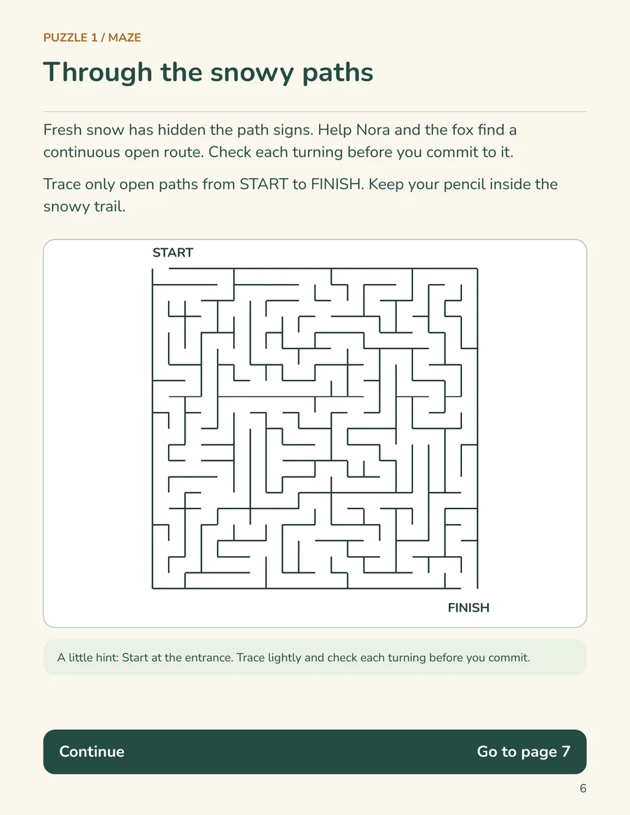 Maze puzzle page